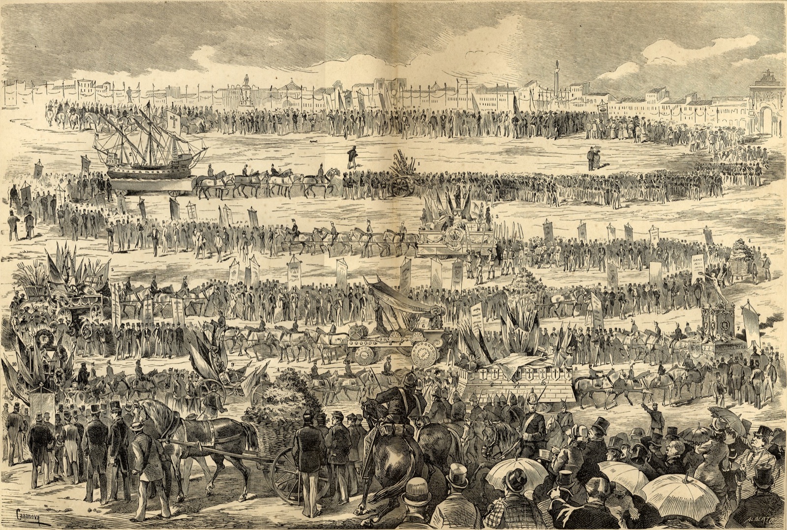 Cortejo cívico das comemorações do tricentenário de Camões em Lisboa, em 1880